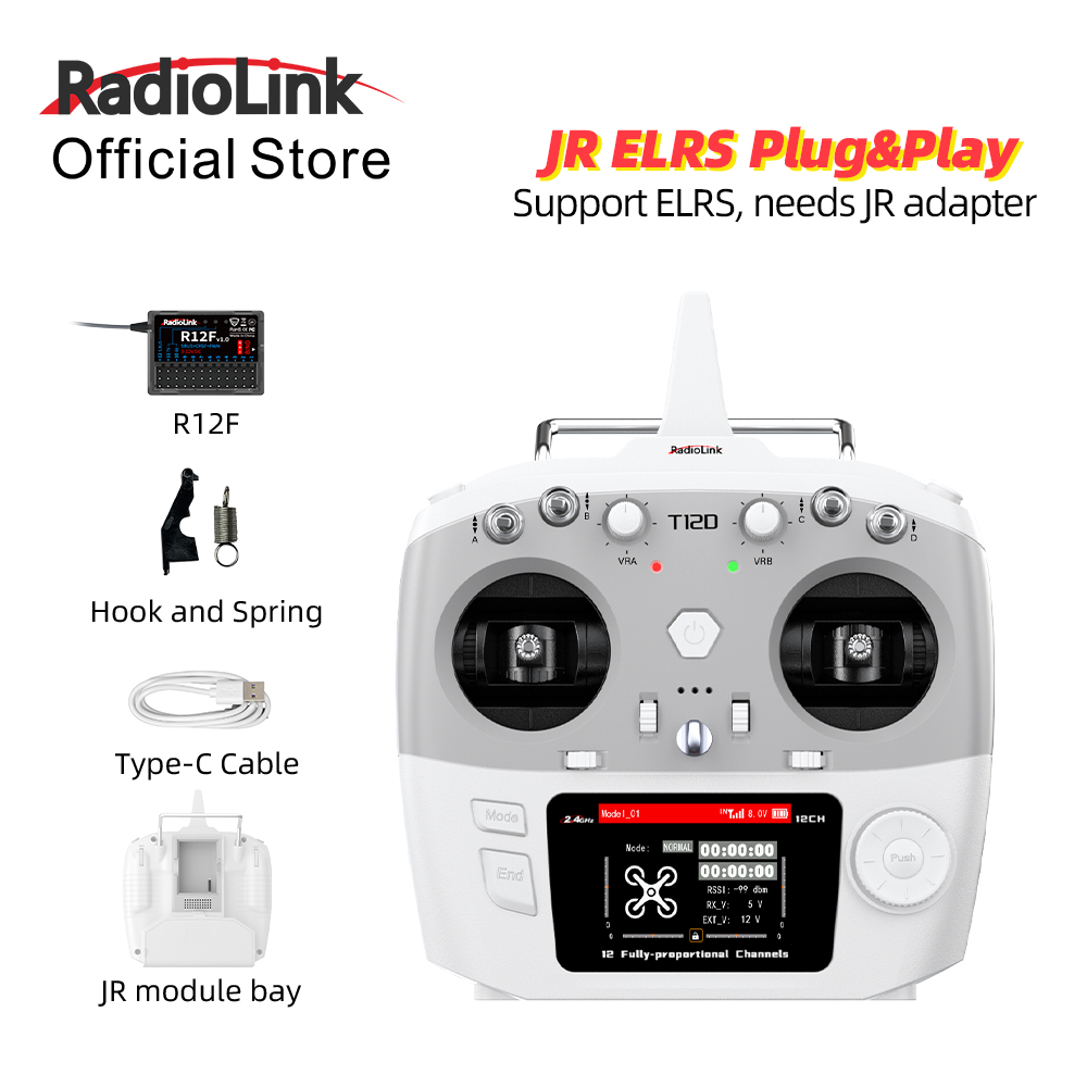 Drone Gimbal Controller - RadioLink T12D JRモジュール 12チャンネル 2.4GHz RC送信機